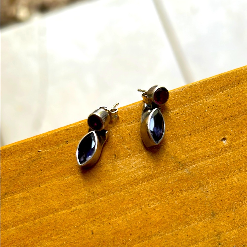 Garnet / Amethyst Earrings Duo